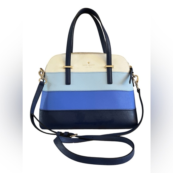 Kate Spade Blue and Cream Colorblock Satchel Crossbody - Picture 1 of 10